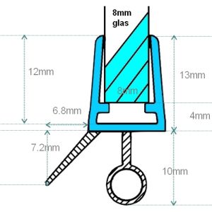 Exa-Lent Universal DS031008 - G08177100 helder doucheprofiel 1 flapje 1 rondje 100cm - 8mm