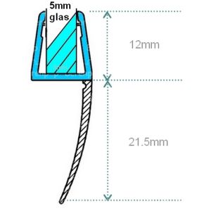 Exa-Lent Universal DS041005 - G05042100 helder doucheprofiel 1 flap 100cm - 5mm