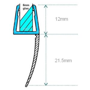 Exa-Lent Universal DS041006 - G06042100 helder doucheprofiel 1 flap 100cm - 6mm