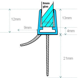 Exa-Lent Universal DS051008 - G08207100 helder doucheprofiel 1 flap 1 flapje 100cm - 8mm