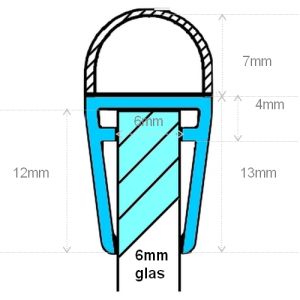 Exa-Lent Universal monsterstukje doucherubber type DS07 - 2cm lengte en geschikt voor glasdikte 6mm - 1 balgje van 7mm (bolletje)