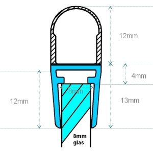 Exa-Lent Universal DS082008 - G08057200 helder doucheprofiel 1 balgje van 12mm (bolletje) 200cm - 8mm
