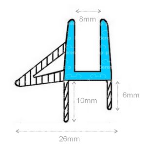 San4U ProfileDay monsterstukje doucherubber type DS12 - 2cm lengte en geschikt voor glasdikte 8mm - 3 flapjes