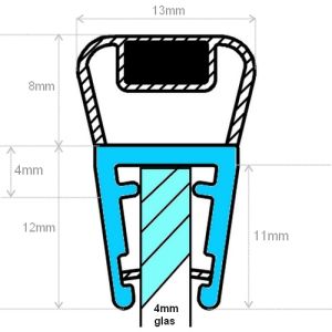 Exa-Lent Universal DS182004 - M04111200 helder doucheprofiel magneet recht (set van 2 stuks) 200cm 4mm