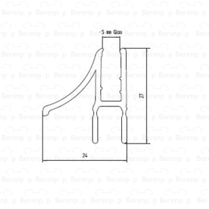 Duscholux  250370.01.004.000 afwaterprofiel gebogen, links, 5mm
