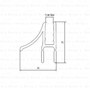 Duscholux  250370.01.005.000 afwaterprofiel gebogen, rechts, 5mm