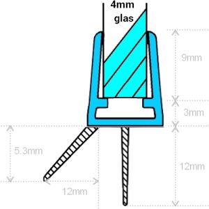 Exa-Lent Universal monsterstukje doucherubber type DS40 - 2cm lengte en geschikt voor glasdikte 4mm - 2 flapjes