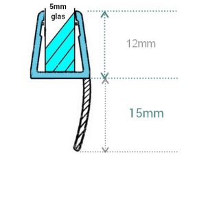 Exa-Lent Universal monsterstukje doucherubber type DS43 - 2cm lengte en geschikt voor glasdikte 5mm - 1 flapje
