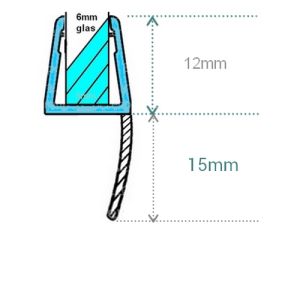 Exa-Lent Universal DS431006 gehoekt helder doucheprofiel 1 flap 100cm - 6mm