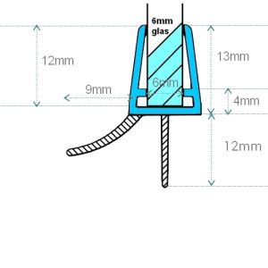 Exa-Lent Universal monsterstukje doucherubber type DS42 - 2cm lengte en geschikt voor glasdikte 6mm - 2 flapjes