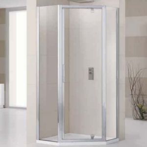 Novellini Lunes Lunespg120-1K vijfhoek douchewand 120x90 helder chroom (OUTLET)