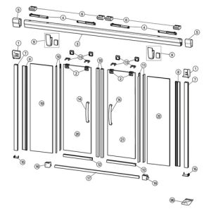 Huppe Aura elegance, 025515 set verticale afdichtingsstrippen, rechts
