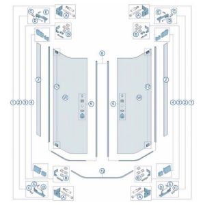 Koralle Vision-A L42781 ( 2536971 ) kunststof profielen voor vijfhoek 2-delig met draaideuren 100