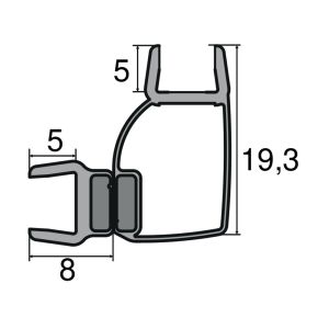 Huppe universeel 070267 set magneetlijsten 90° voor hoekoplossing, 200cm / 8mm