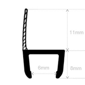 Exa-Lent Universal DS651006 mat zwart doucheprofiel 1 flap (van 11mm) 100cm - 6mm