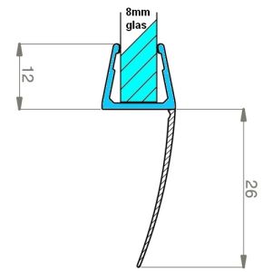 Exa-Lent Universal monsterstukje doucherubber type DS28 - 2cm lengte en geschikt voor glasdikte 8mm - 1 flap