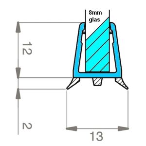 Exa-Lent Universal monsterstukje doucherubber type DS44 - 2cm lengte en geschikt voor glasdikte 8mm - afdichtingsprofiel