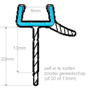 San4U ProfileDay monsterstukje doucherubber type DS33 - 2cm lengte en geschikt voor glasdikte 6mm - 2 flapjes